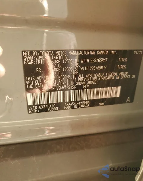 2021 Toyota Rav4 Xle z USA, uszkodzony, nr VIN 2T3P1RFV9MW175156